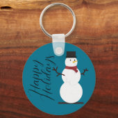 Blue Background mit Snowman Schlüsselanhänger (Vorderseite)