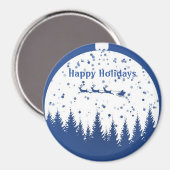 Blue Background mit Weihnachtsball und Kiefernbaum Magnet (Vorderseite/Rückseite)