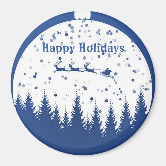 Blue Background mit Weihnachtsball und Kiefernbaum Magnet (Vorne)