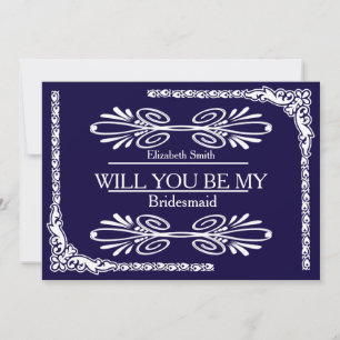 Blue Background Swirl Werden Sie meine Brautjungfr Einladung