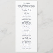 Blue Background White Floral Simple Wedding Programm (Rückseite)