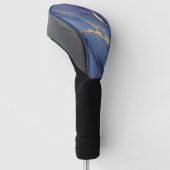 Blue background with gold streaks and dots golf headcover (angewinkelt)