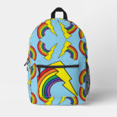 Blue Backpack With Rainbows and Lightning Bolts Bedruckter Rucksack (Vorderseite)