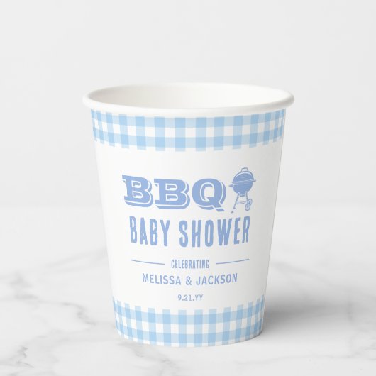 Blue Backyard GRILLEN Baby Dusche Pappbecher (Rückseite)