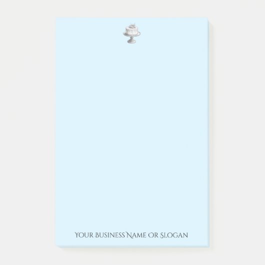 Blue Bakery Business Eleganter Cake Custom Text Post-it Klebezettel (Vorderseite)
