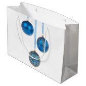 Blue Ball Weihnachtsschmuck Große Geschenktasche Geschenktüte (Rückseite Schrägansicht)