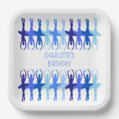 Blue Ballerina Group Silhouetten Personalisiert Pappteller (Vorderseite)