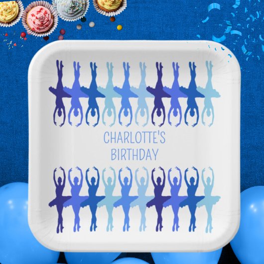 Blue Ballerina Group Silhouetten Personalisiert Pappteller