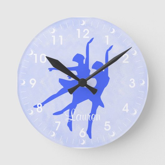 Blue Ballerina Personalisiert Wall Clock Runde Wanduhr (Vorderseite)