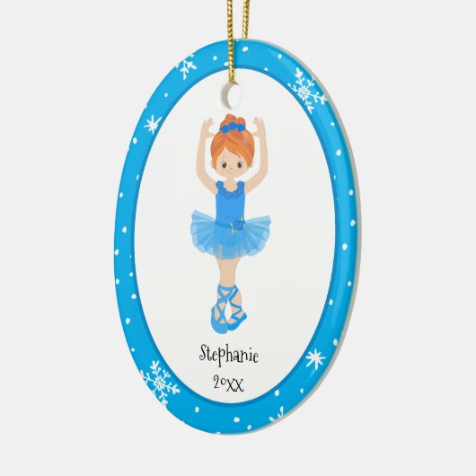 Blue Ballerina Snowflakes Personalisierte Weihnach Keramik Ornament (Links)