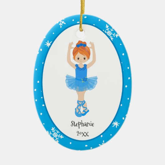 Blue Ballerina Snowflakes Personalisierte Weihnach Keramik Ornament (Vorne)