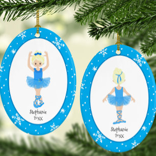Blue Ballerina Snowflakes Personalisierte Weihnach Keramik Ornament
