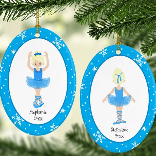 Blue Ballerina Snowflakes Personalisierte Weihnach Keramik Ornament