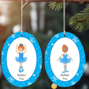 Blue Ballerina Snowflakes Personalisierte Weihnach Keramik Ornament