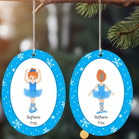 Blue Ballerina Snowflakes Personalisierte Weihnach Keramik Ornament