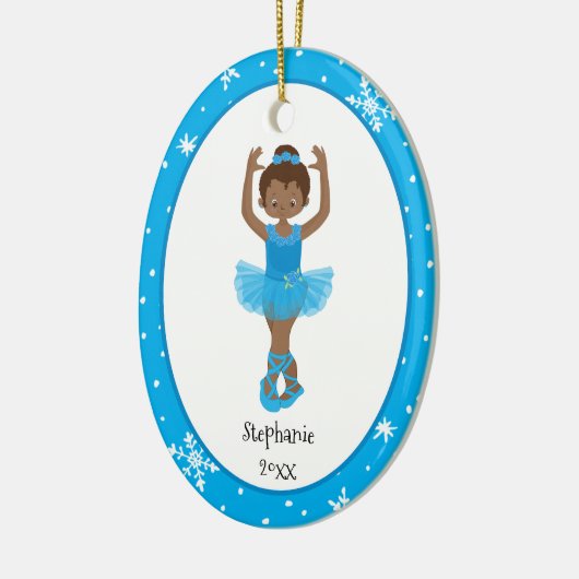 Blue Ballerina Snowflakes Personalisierte Weihnach Keramik Ornament (Links)