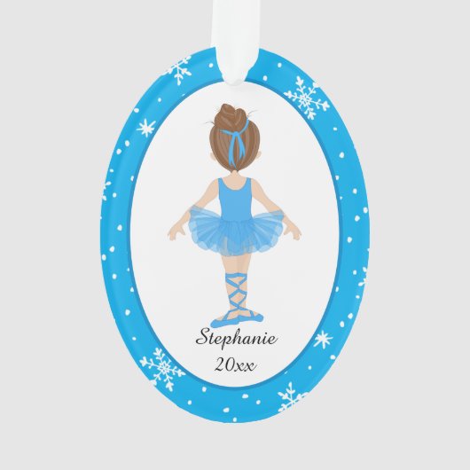 Blue Ballerina Snowflakes Personalisierte Weihnach Ornament (Rückseite)