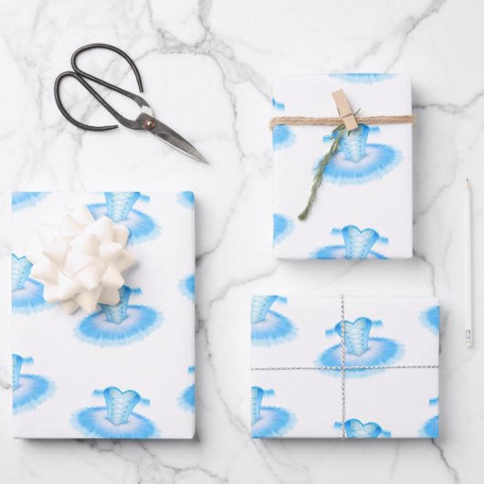 Blue Ballet Birthday Tutu Wasserfarbe Geschenkpapier Set (Vorderseite)