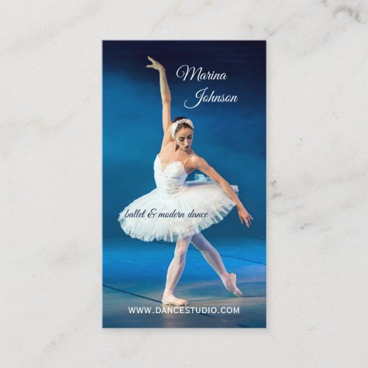Blue Ballet Modern Dance Teacher Business Card Visitenkarte (Vorderseite)