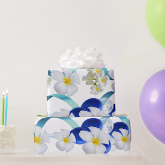 Blue Ballon und Frangipani Matte Wrapping Paper Geschenkpapier