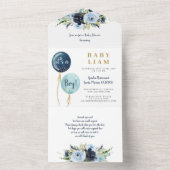 Blue Ballons Baby Duschboy Einladung (Innen Boden)