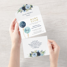 Blue Ballons Baby Duschboy Einladung