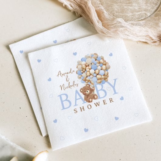 Blue Ballons Teddy Bear Baby Dusche Serviette