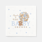 Blue Ballons Teddy Bear Baby Dusche Serviette (Vorderseite)