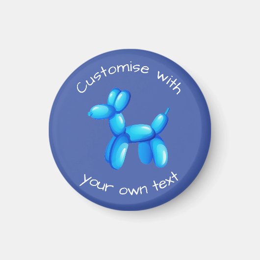 Blue Balloon Animal Dog Custom Text Magnet (Vorne)
