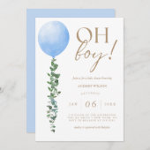 Blue Balloon Baby Boy Shower Einladung Oh Boy (Vorne/Hinten)