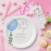 Blue Balloon Baby Boy Shower Einladung Oh Boy Pappteller (Party)