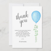 Blue Balloon Baby Dusche Danke Karte (Vorderseite)