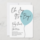 Blue Balloon Baby Dusche Einladung (Vorderseite)