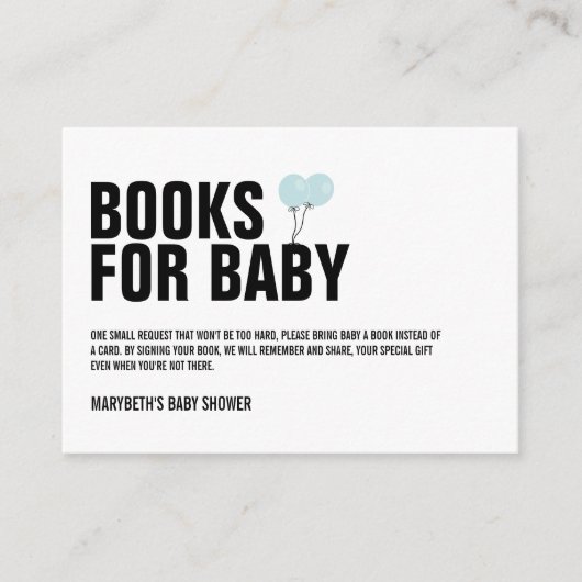 Blue Balloon Baby Dusche mit einer Reservierungska Begleitkarte (Vorderseite)