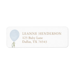 Blue Balloon Baby Dusche Rücksendeadresse