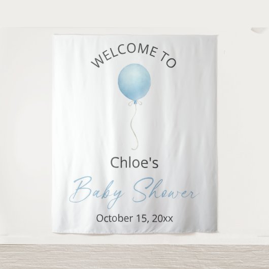 Blue Balloon Baby Dusche Wandteppich (Vorderseite)