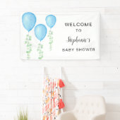 Blue Balloon Baby Dusche Willkommen Banner (Insitu)