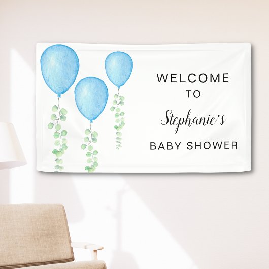 Blue Balloon Baby Dusche Willkommen Banner