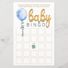 Blue Balloon Baby Showdusche Bingo Game Card
