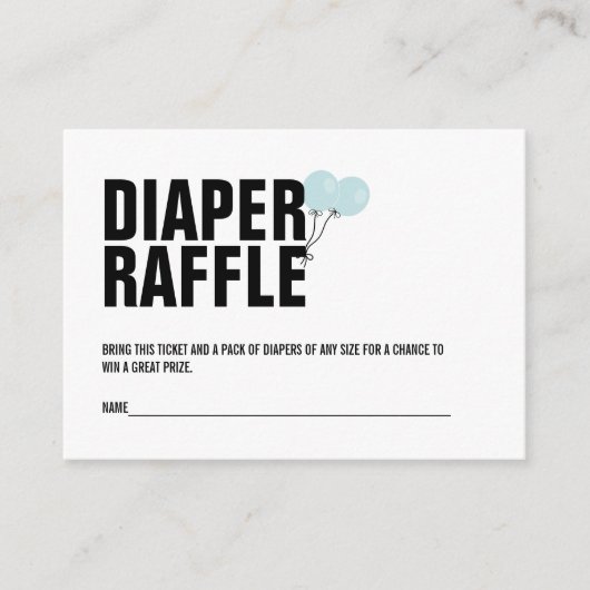 Blue Balloon Baby Showdusche Windeln Raffle Ticket Begleitkarte (Vorderseite)