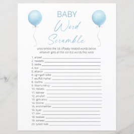 Blue Balloon Baby Showdusche Word Scramble