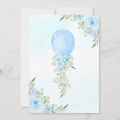 Blue Balloon Baby Shower Einladung (Rückseite)