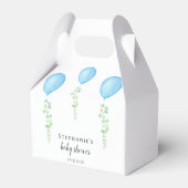 Blue Balloon Baby Shower Greenery Geschenkschachtel (Rückseite)