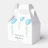 Blue Balloon Baby Shower Greenery Geschenkschachtel (Vorderseite)