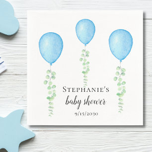 Blue Balloon Baby Shower Greenery Serviette