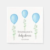 Blue Balloon Baby Shower Greenery Serviette (Vorderseite)