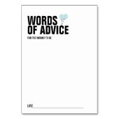 Blue Balloon Baby Shower Mommy Advice Card Tischnummer (Vorderseite)