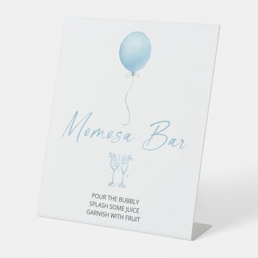 Blue Balloon Baby Shower Momosa Bar Sockelschild (Vorderseite)