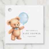Blue Balloon Bear Baby Dusche Geschenkanhänger (Vorderseite)