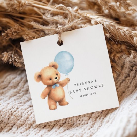 Blue Balloon Bear Baby Dusche Geschenkanhänger